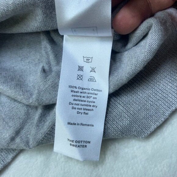 ASKET The Cotton Sweater Men Size M Short Grey Melange 100% Organic Cotton - Picture 7 of 7